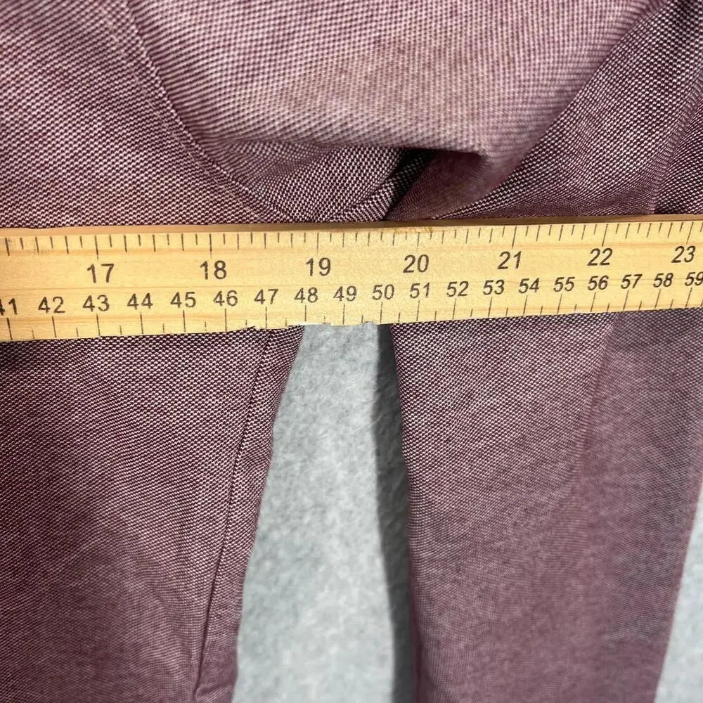 YoungLA Shirt Mens M Heather Burgundy Button Up Long‎ Sleeve Stretch Cotton